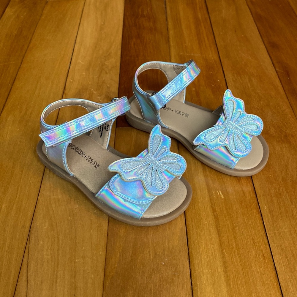 Tucker and Tate iridescent butterfly sandals